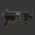 Tactical Submachine Gun Detailed 3D Model With Black Finish And Grip