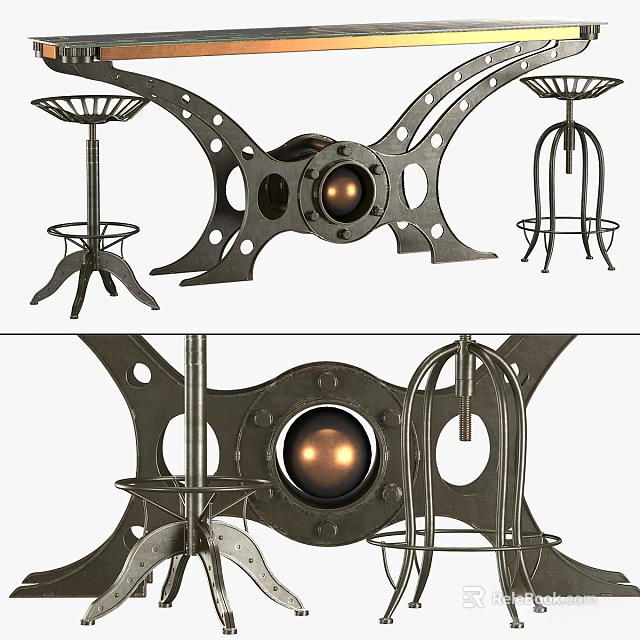 Modern Metal Wall Decor With Round Sphere And Hollow Bracket Design 3d model 