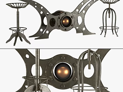 Modern Metal Wall Decor With Round Sphere And Hollow Bracket Design 3d model