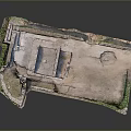 Ancient Architectural Ruins With Remaining Stone Walls And Earth Ground Structure