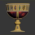 Golden Decorative Goblet With Intricate Patterns Red Liquid And Base