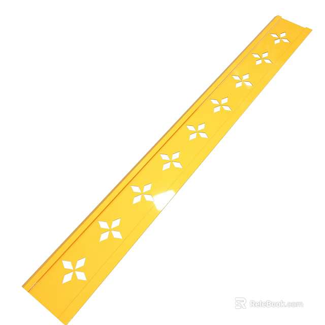 Long Yellow Decorative Strip With White Flower Cut Out Patterns 3d model 