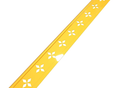 Long Yellow Decorative Strip With White Flower Cut Out Patterns 3d model