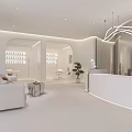 Modern Reception Area With Curved Desk Wave Lighting And VEBERRI Logo