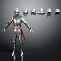 Medieval Knight Full Body Armor With Various Helmet Designs On 3d model
