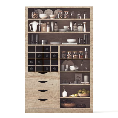 Organized Kitchen Storage Cabinet With Dinnerware Set Cups Bowls Jars And Fruit 3d model Organized Kitchen Storage Cabinet With Dinnerware Set Cups Bowls Jars And Fruit 3d model