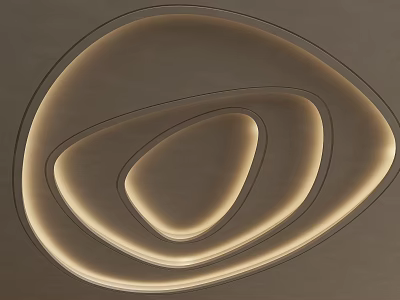 Modern Curved Ceiling Design With Illuminated Circular Layers And Warm Lighting 3d model