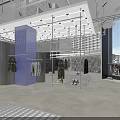 Modern Fashion Retail Store With Clothing Shoes Display Racks And Stylish Lighting