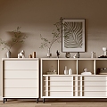 Modern Cream Style Bookcase Whole Cabinet Sideboard Cabinet Balcony Cabinet Storage Cabinet Entrance Cabinet 3d model