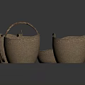Woven Storage Baskets in Assorted Sizes with Handles for Home Organization 3d model