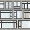 Window combination casement window floor-to-ceiling window curtain blinds 3d model