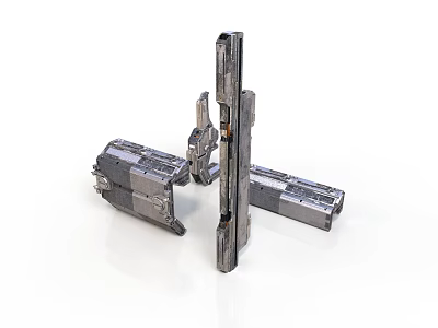 Industrial Metal Mechanical Component With Interconnected Modules And Reinforced Arms 3d model