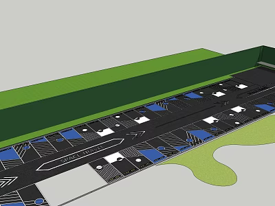 Parking Lot Layout With Green Areas And Organized Parking Spaces Design 3d model