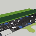 Parking Lot Layout With Green Areas And Organized Parking Spaces Design