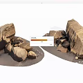 Natural Stone and Wood Samples with Small Rocks and Sand 3d model