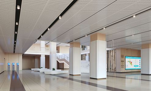 Modern Hall Hospital Picking Empty Hall 3d model