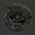Horned Winged Woman With Long Black Hair Holding Flame Staff On Skull Base