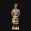 Ancient Terracotta Warrior Sculpture Carving With Detailed Armor And Traditional Design