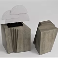 Modern Wooden Side Tables With Geometric Design And Fan Shaped Decor Elements 3d model