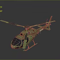 Detailed 3D Military Helicopter Model Showcasing Camouflage Green Paint And Rotor Blades