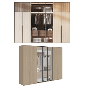 Wardrobe Clothes Clothing Solid Wooden Cabinet Glass Cabinet 3d model