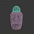 Silver Carved Vessel With Goggle Like Top Design And Intricate Engraved Patterns