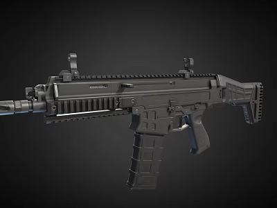 Modern Black Tactical Assault Rifle With Rail System Adjustable Stock And Muzzle Device 3d model