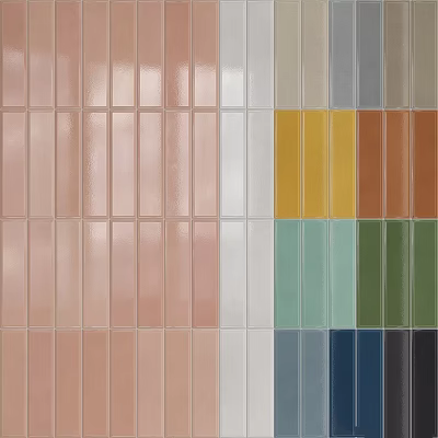 Diverse Colored Rectangular Ceramic Tiles in Pink White Yellow Green Blue Gray Shades 3d model