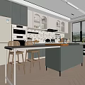 Modern Kitchen Interior Design With Island Counter Cabinets Appliances And Bar Stools