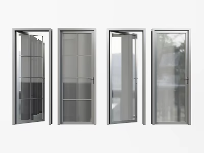 Modern Hinged Doors With Metal Frames Glass Panels Open And Closed Designs 3d model
