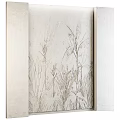 Light Beige Wall Decor With Plant Line Sketch Pattern For Home Interior 3d model