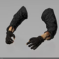 Pair of Black Long Sleeve Gloves With Textured Design On Hand Model