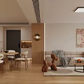Warm Cozy Integrated Living And Dining Room With Natural Wood Home Interior Furnishing Design