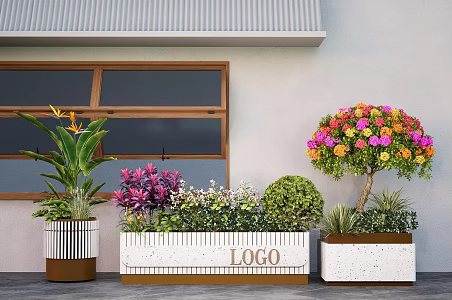 Green Plant Flower Box Indoor Plant Landscaping Plant Combination Plant Pile Flower Pond Flower bed Flower Border Flower and Plant Flower Box 3d model