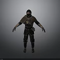 A Man In Black Ninja Costume With Brown Cloak Mask And Armor