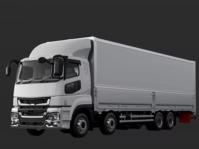 White Box Truck With Spacious Cab Enclosed Cargo Body Multiple Wheels Modern Design 3d model