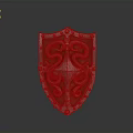 Ornate Classic Metal Shield With Two Snake Design And Golden Rivets