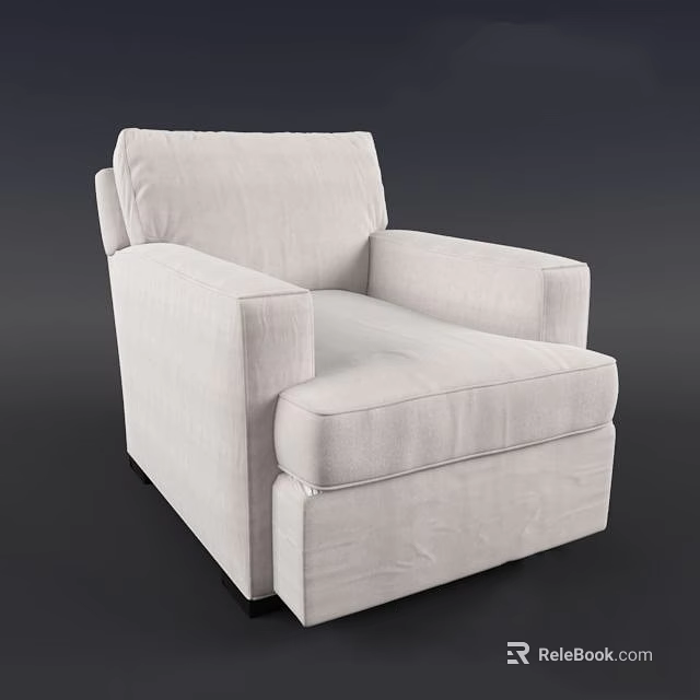 Modern White Fabric Single Sofa With Comfortable Armrests And Sleek Design 3d model