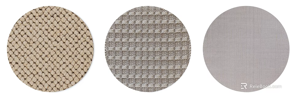 Round Area Rugs With Woven Texture In Neutral Beige And Gray Tones 3d model 