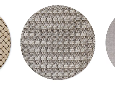 Round Area Rugs With Woven Texture In Neutral Beige And Gray Tones 3d model