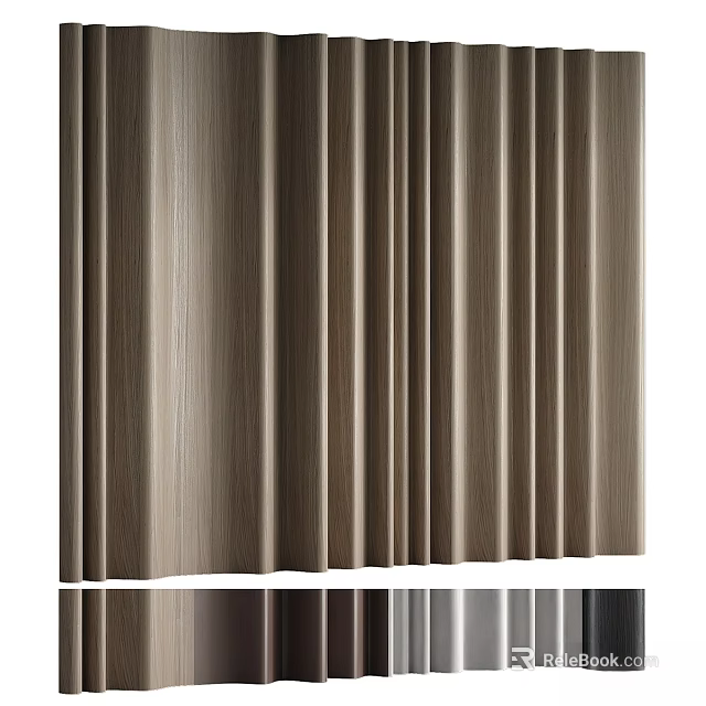 Modern Wooden Wall Decor With Vertical Stripes And Brown Finish For Interior 3d model 