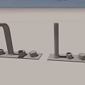 Two Faucet Designs With Vertical Column Spout Base And Control Knobs