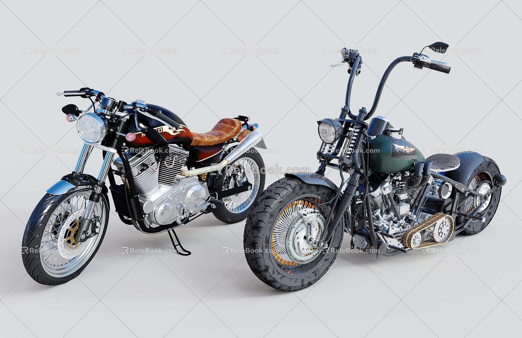 American Retro Motorcycle Harley Motorcycle 3d model