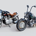 American Retro Motorcycle Harley Motorcycle 3d model