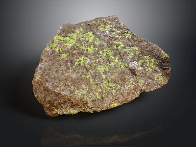 Natural Brown Rock With Green Spots And Rough Surface Texture 3d model