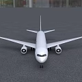 PrimeAir Commercial Airplane With White Body And Blue Stripes Exterior Design