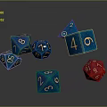 Colorful Shiny Numbered Dice In Blue And Red For Game Accessories
