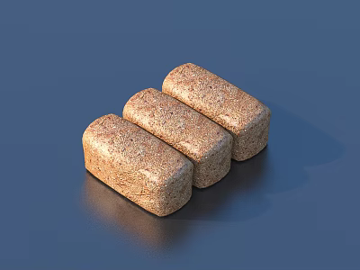 Healthy Whole Grain Snack Bars With Crunchy Surface On Blue Background 3d model