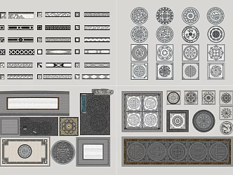 New Chinese-style Floor Tile Carving Pavement 3d model