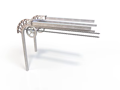 Industrial Metal Mechanical Equipment With Gear Chain Rod Stand And Frame Structure 3d model